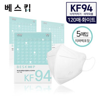 베스킵 올국산 KF94 화이트 새부리형 마스크 120매 (5매입X24개) 