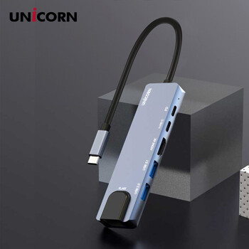 유니콘 6IN1 LAN포트 HDMI USB멀티허브 USB-C통신포트 PD87W충전 4K미러링/TCH-L50