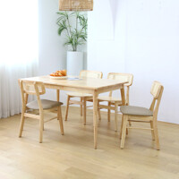 다니엘 4인용 월넛 E0 고무나무 원목 카페 테이블 식탁세트(앤스라탄체어) 1300 2colors