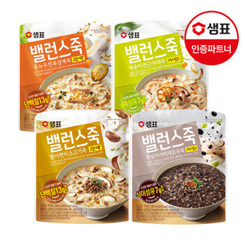 [샘표]밸런스죽 8종 280g 2+2팩 골라담기/소고기죽/야채죽/팥죽/호박죽