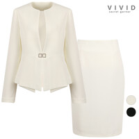 VIVID SET 여성 여름 노카라 정장자켓+스커트 세트