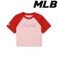 [MLB]여성 바시티 라글란 크롭 티셔츠 3FTSV1343 43PKL