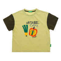 [베네통키즈]옐로우 소매 배색 프룻 티셔츠  QATS41431