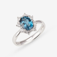 [도로시] 14k 로망스 런던블루토파즈 랩 다이아몬드 반지
