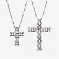 [도로시] 18k 플로럴 랩 다이아몬드 십자가 목걸이(소)