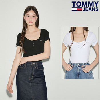 [타미진] 여성 슬림 헨리 반팔 티셔츠(T32E6TTO02TWT1)