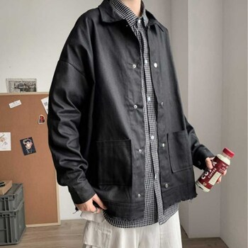 [옷자락] 남자 봄 가을 캐주얼 직장인 간절기 블랙 카키 자켓