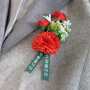 DN02_트리오 카네이션 코사지 (케이스포함) 50개 조화 꽃 어버이날 감사 선물