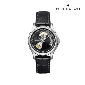 [해밀턴] H32565735 재즈마스터 오픈하트 40mm 블랙 가죽 남성 시계