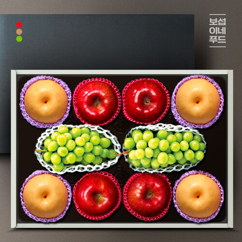 [보섭이네푸드]품격높은 사과+배+샤인 혼합선물세트 6.0kg(사과4과+배4과+샤인2과)