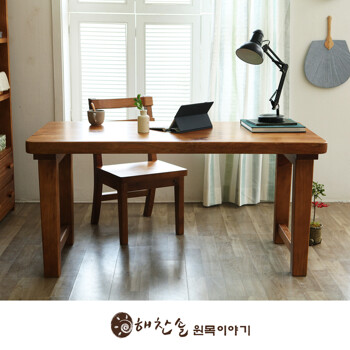 소나무 통원목 서재 책상세트(책상1500+의자) 네추럴