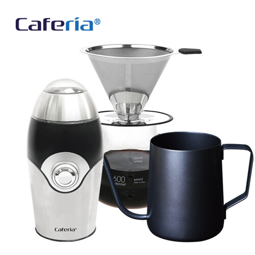 카페리아 핸드드립 홈카페 3종세트(CDG2CME1CKPT2) 커피그라인더+드립세트+드립포트[커피용품]