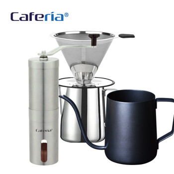 카페리아 핸드드립 홈카페 3종세트(CDSS1/CM8/CKPT2) 커피그라인더+드립세트+드립포트[커피용품]