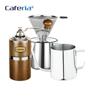 카페리아 핸드드립 홈카페 3종세트(CDSS1/CM7/CKPS2) 커피그라인더+드립세트+드립포트[커피용품]