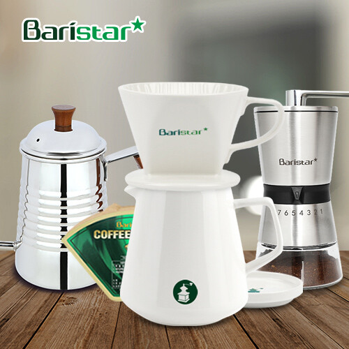 바리스타 핸드드립 홈카페 3종세트(BDP1BM1BKW2) 커피그라인더+드립세트+드립주전자[커피용품]