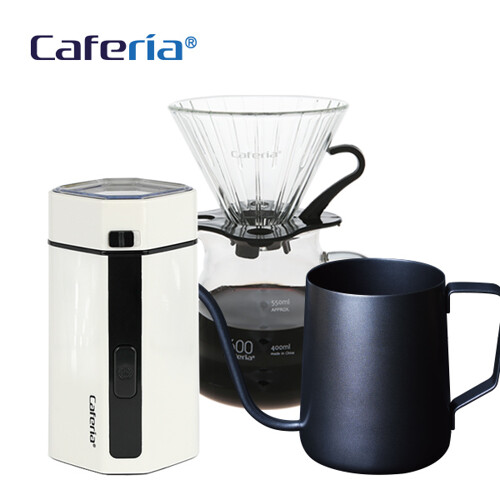 카페리아 핸드드립 홈카페 3종세트 (CDN1CME2CKPT2)커피그라인더+드립세트+드립주전자[커피용품]