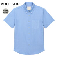 VOLLRADS폴라츠 반팔 블루 솔리드 옥스포드 버튼다운 셔츠