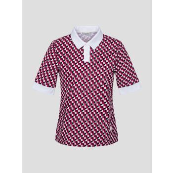 [빈폴] 여성 올오버 패턴 5부 소매 티셔츠  레드 (BJ3742A066)
