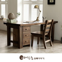소나무 통원목 서재 책상(책상1800+서랍장+의자)