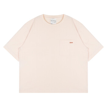 [아크네]23FW CL0219 AD5 핑크 라벨 포켓 반팔 티셔츠