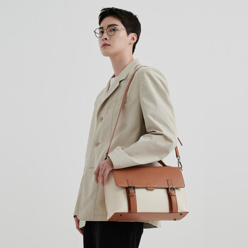 Bedford 11th  Polygon Double belted Medium Satchel [beige combo]