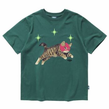 1300k 비디오자키 별을 훔치는 고양이 티셔츠 (틸그린)