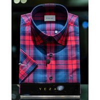[예작셔츠] 남성 일반핏 체크 반팔 남방 와이셔츠 (YJ4MBA287-RE)
