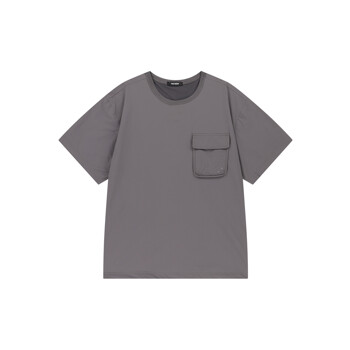 [오프그리드]우븐 스트레치 라운드 티셔츠-다크그레이