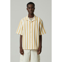 [CUSTOMELLOW] semi-over bold stripe seersucker half shirt_CWSAM24311MUX
