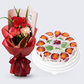 효도카네이션다발+꽃모찌떡케익(중) 꽃배송