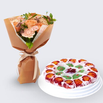 포에버 꽃다발 + 꽃모찌떡케익(중)