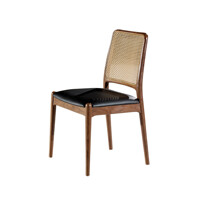 [히트가구] HZY3201 북미산월넛 원목 라탄 의자 1color