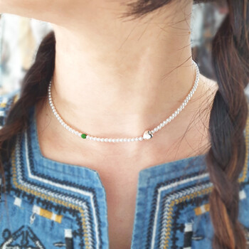 Cute heart pearl choker necklace(실버하트 진주 쵸커 목걸이)