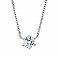 여자 1 캐럿 다이아몬드 큐빅 목걸이 선물 14K 6프롱