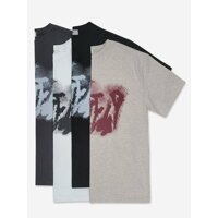 NWW 나염반팔 커플 브리프 캐주얼 홈쇼핑 레터링 코튼 루즈핏 7부 워셔블 반팔 티셔츠