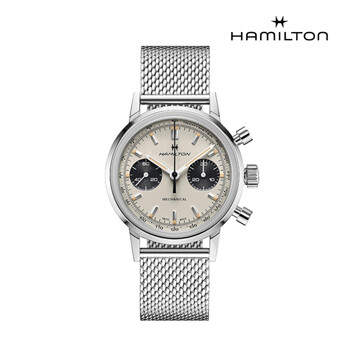 [해밀턴] H38429110 아메리칸 클래식 인트라 매틱 크로노그래프 H 40mm 화이트 다이얼 메탈 남성 시계