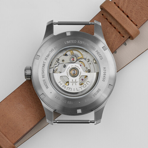 [해밀턴] [리미티드] H70645533 파 크라이6 카키 필드 티타늄 42mm 송아지 가죽 남성 시계