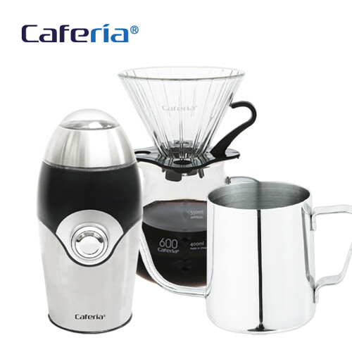 카페리아 핸드드립 홈카페 3종세트(CDN1CME1CKPS2) 커피그라인더+드립세트+드립포트[커피용품]