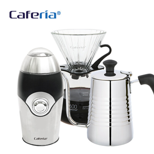 카페리아 핸드드립 홈카페 3종세트(CDN1CME1CK10) 커피그라인더+드립세트+드립포트[커피용품]