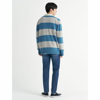 [빈폴] Unisex 라이트 그레이 럭비 보더 카라 풀오버 니트 (BC2851C012)