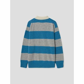 [빈폴] Unisex 라이트 그레이 럭비 보더 카라 풀오버 니트 (BC2851C012)