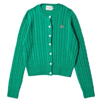 [WOMENS EDITION] NOMANTIC LOGO CABLE KNIT CARDIGAN GREEN