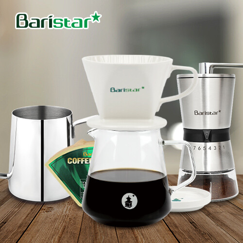 바리스타 핸드드립 홈카페 3종세트(BDN1BM1BKW1) 커피그라인더+드립세트+드립주전자[커피용품]