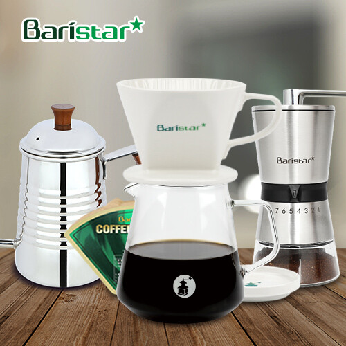바리스타 핸드드립 홈카페 3종세트(BDN1BM1BKW2) 커피그라인더+드립세트+드립주전자[커피용품]