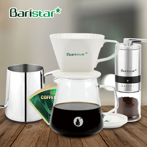 바리스타 핸드드립 홈카페 3종세트(BDN1BM4SBKW1) 커피그라인더+드립세트+드립주전자[커피용품]