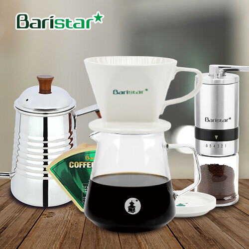 바리스타 핸드드립 홈카페 3종세트(BDN1BM4SBKW2) 커피그라인더+드립세트+드립주전자[커피용품]
