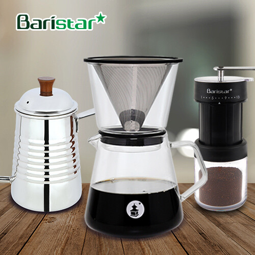 바리스타 핸드드립 홈카페 3종세트(BDG1BM3BKW2) 커피그라인더+드립세트+드립주전자[커피용품]