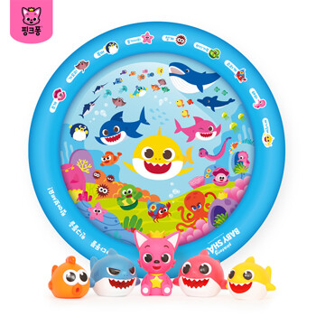 [물놀이]핑크퐁 아기상어 분수매트+상어가족 목욕물총