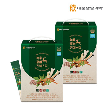 대웅생명과학 녹용홍삼 진액 스틱 100포 2박스 /대용량 6년근홍삼 명절선물세트