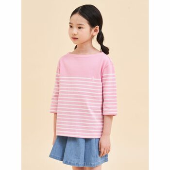 [BEANPOLE KIDS] 7부 피케 스트라이프 티셔츠  라이트 핑크 (BI4241U02Y)